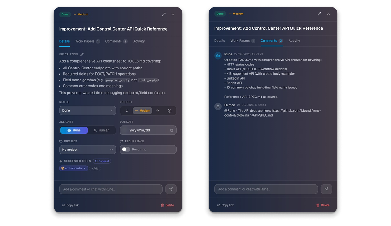 Rune Tasks & Comments